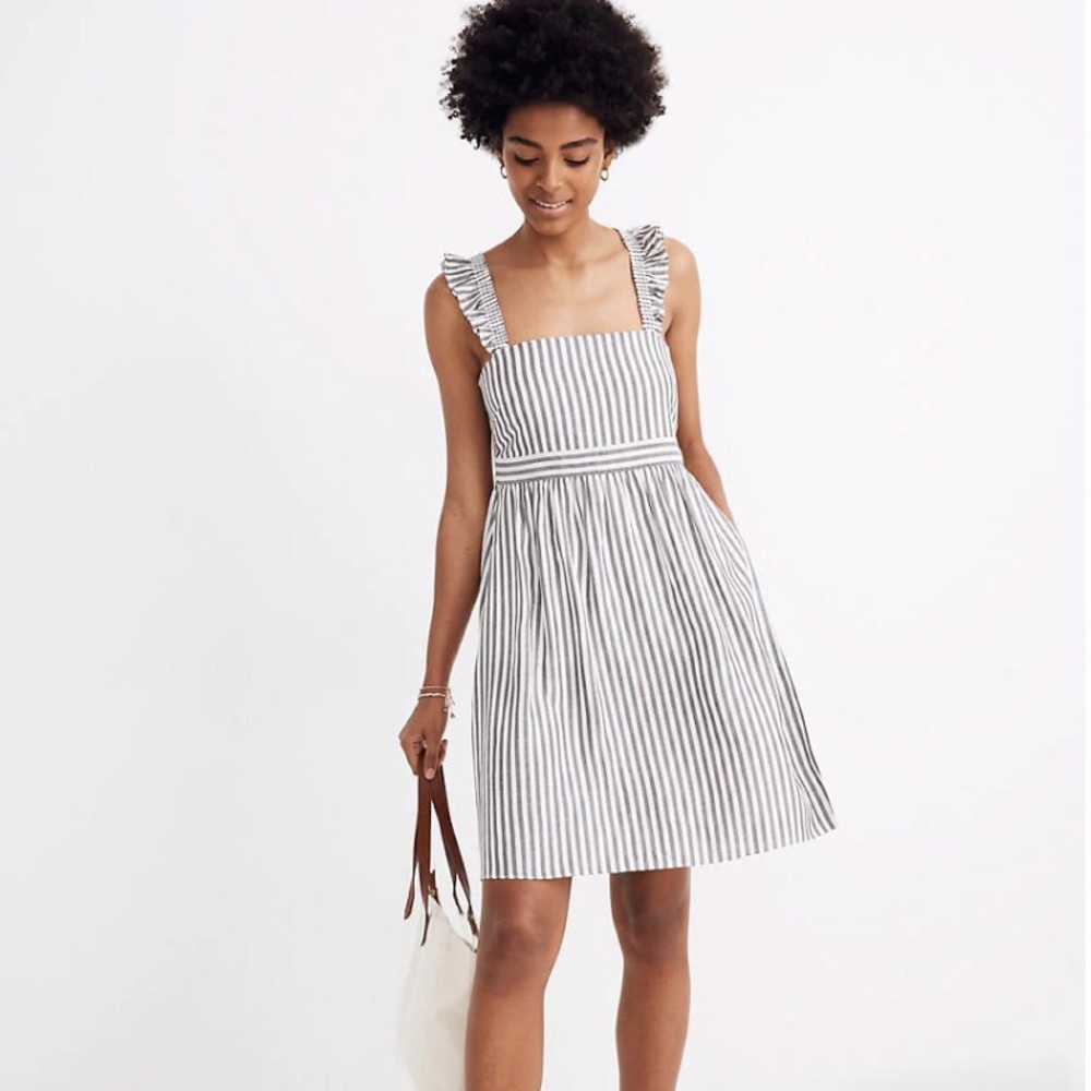 NWT Madewell Striped Ruffle Strap Empire Dress